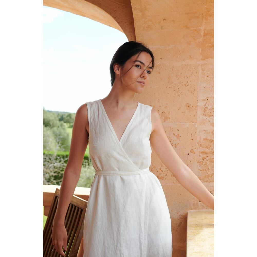 Rachel Ashwell linen White maxi dress sz S lightweight Boho coastal chic Vacay